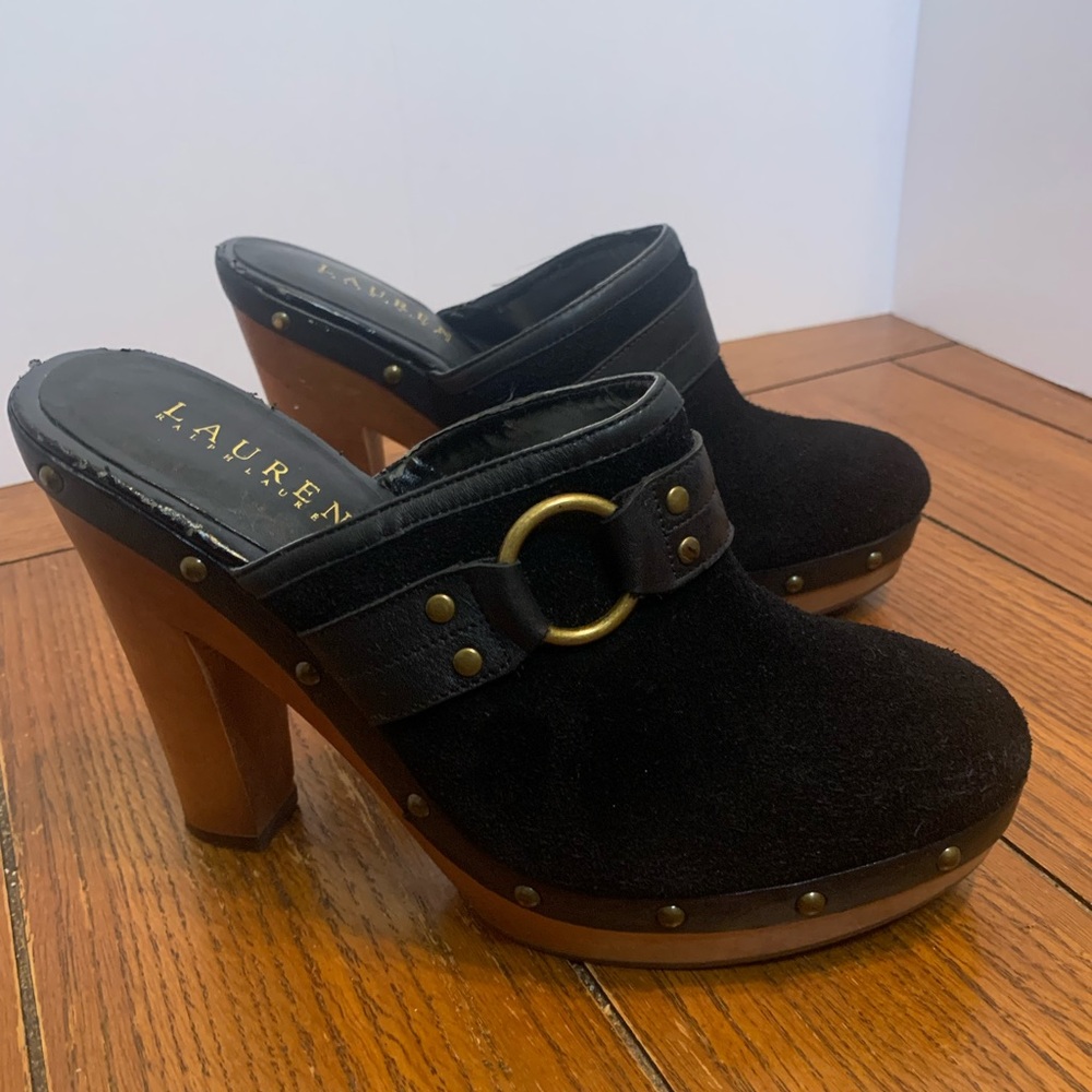 Size 9 Black Ralph Lauren Clog Heels